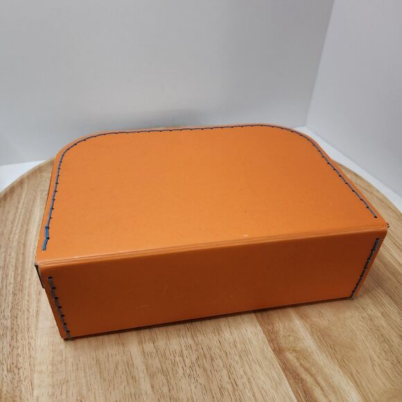 Orange Storage Box with Blue Handle – Lightweight, Decorative, Latch Closure - Picture 6 of 11